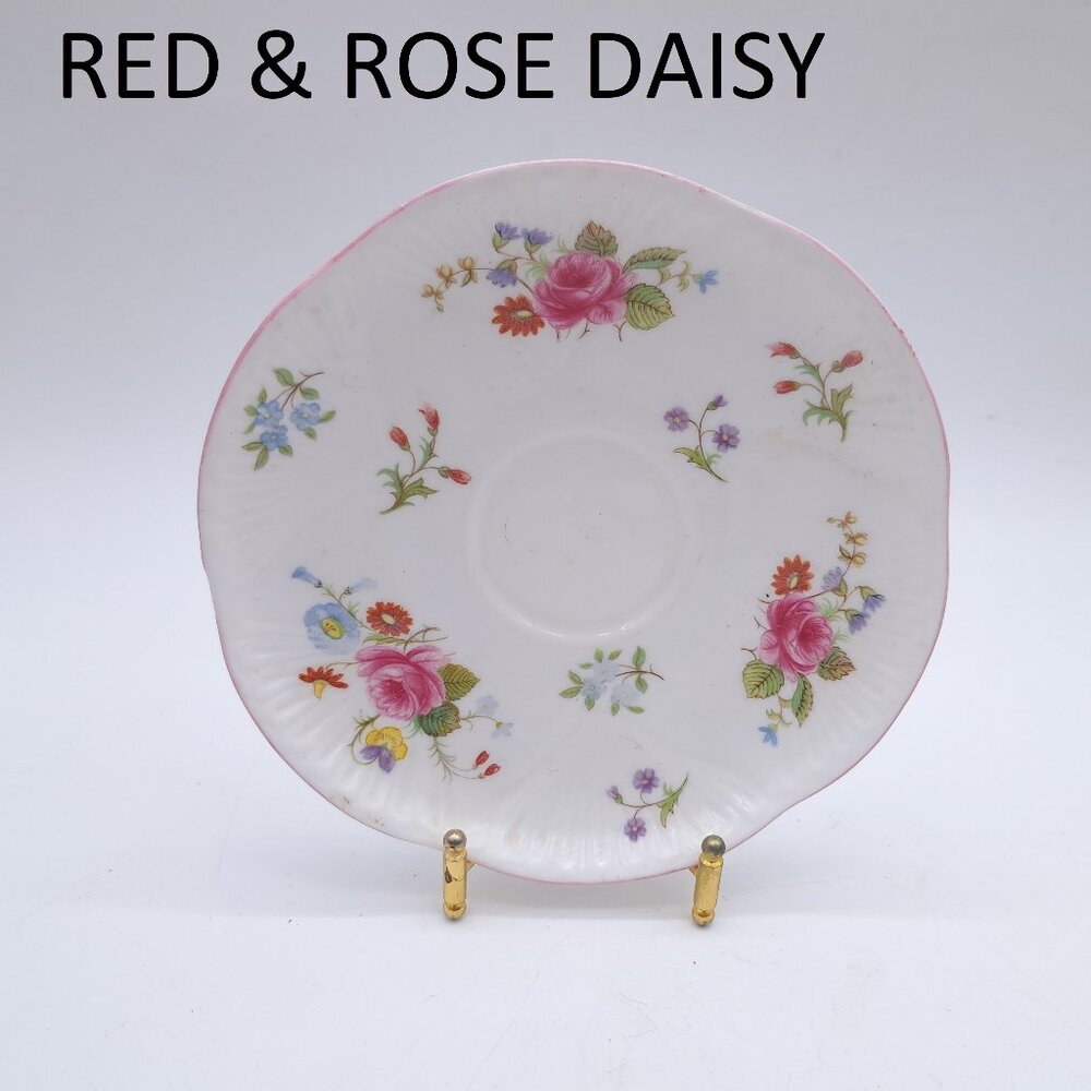 Shelley Red & Rose Orphan Saucer